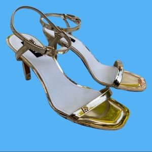 DKNY Metallic Gold Strappy Sandals